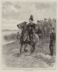 Um dia de campo em Aldershot, o marechal de reitor (Major Broackes) e seus homens cuidando dos espectadores